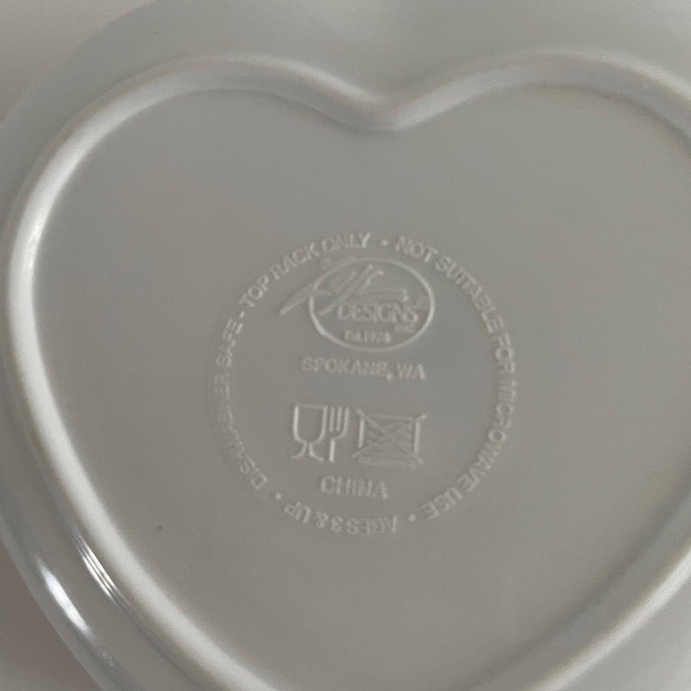 VTG Heart-Shaped Bowl with Care Bear Design Blue Daisy trim. Retro Kids Dishware - Picture 5 of 6
